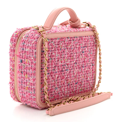 Chanel Tweed Quilted Medium CC Filigree Vanity Case Pink 3 of 10