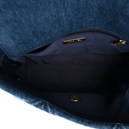 Chanel Denim Quilted Large Chanel 19 Flap Blue 5 of 10
