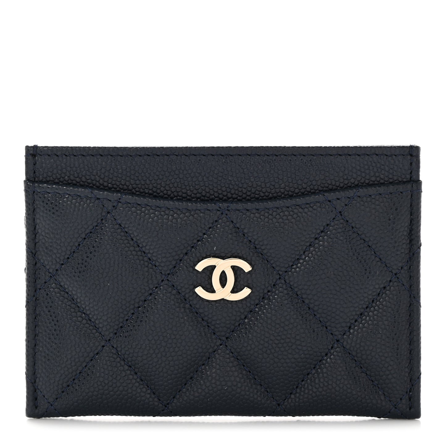 Caviar Quilted Card Holder Navy