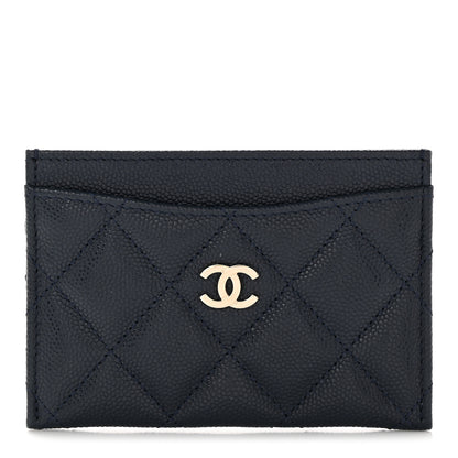 Chanel Caviar Quilted Card Holder Navy 1 of 8