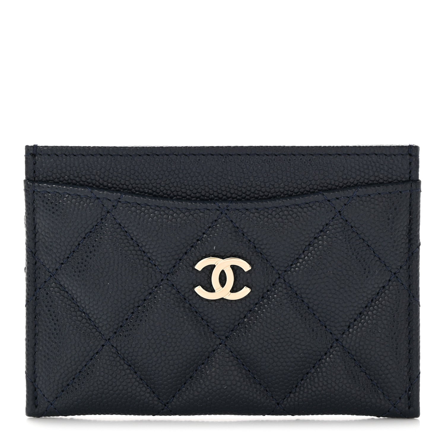 Chanel Caviar Quilted Card Holder Navy 1 of 8
