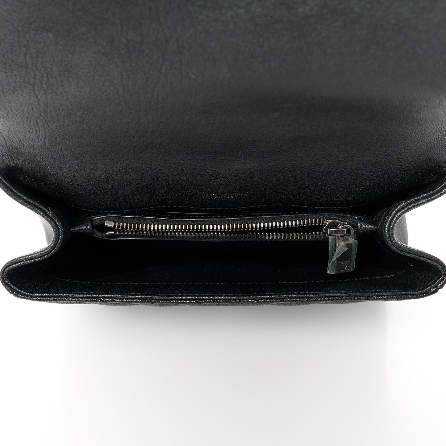 Sheepskin Matelasse Chevron Monogram Medium College Bag Black