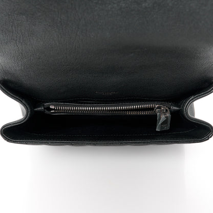 Saint Laurent Sheepskin Matelasse Chevron Monogram Medium College Bag Black 5 of 12