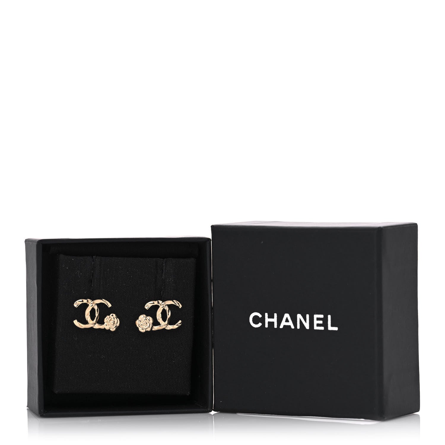 Chanel Metal Camellia CC Earrings Gold 5 of 5