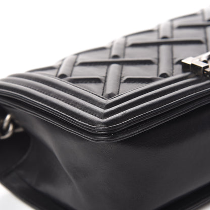 Chanel Lambskin Stitched Medium Boy Flap Black 12 of 24