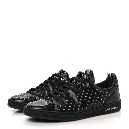 Louis Vuitton Patent Calfskin Studded Frontrow Sneakers 40 Black 3 of 8