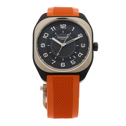 Hermes DLC Coated Titanium Rubber 39mm H08 Automatic Watch Orange 1 of 6