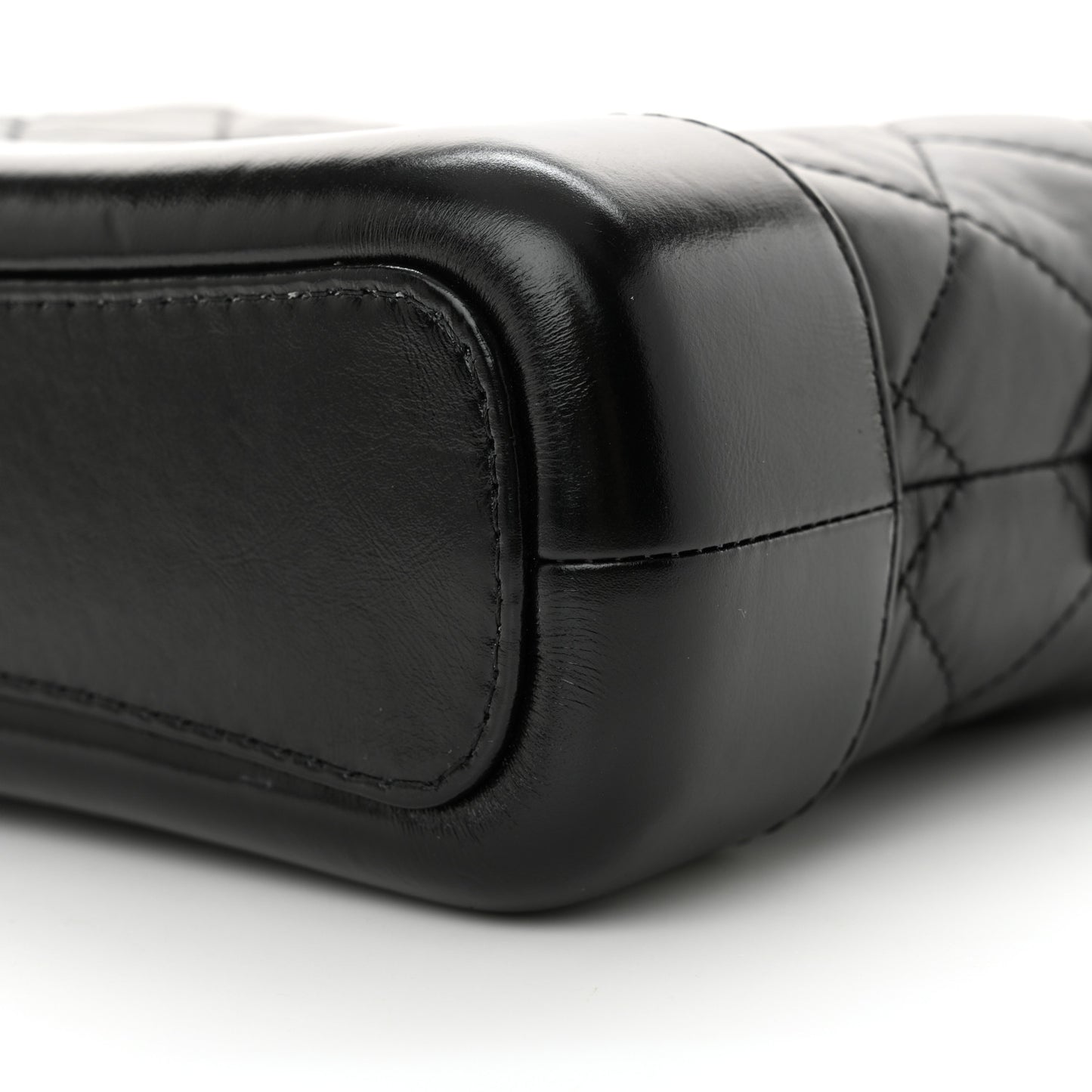 Aged Calfskin Quilted Small Gabrielle Hobo Black