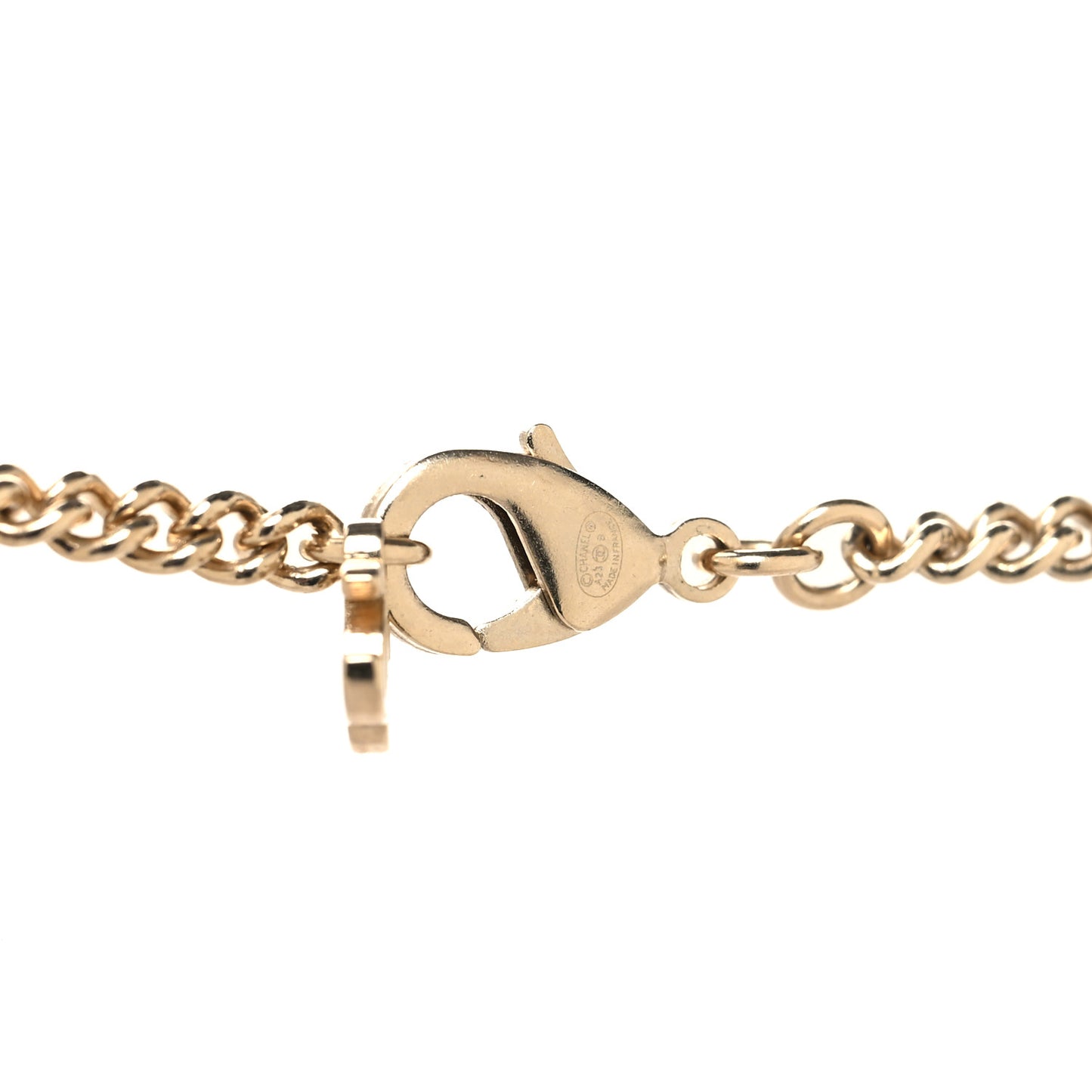 Metal Enamel CC Square Necklace Gold Black