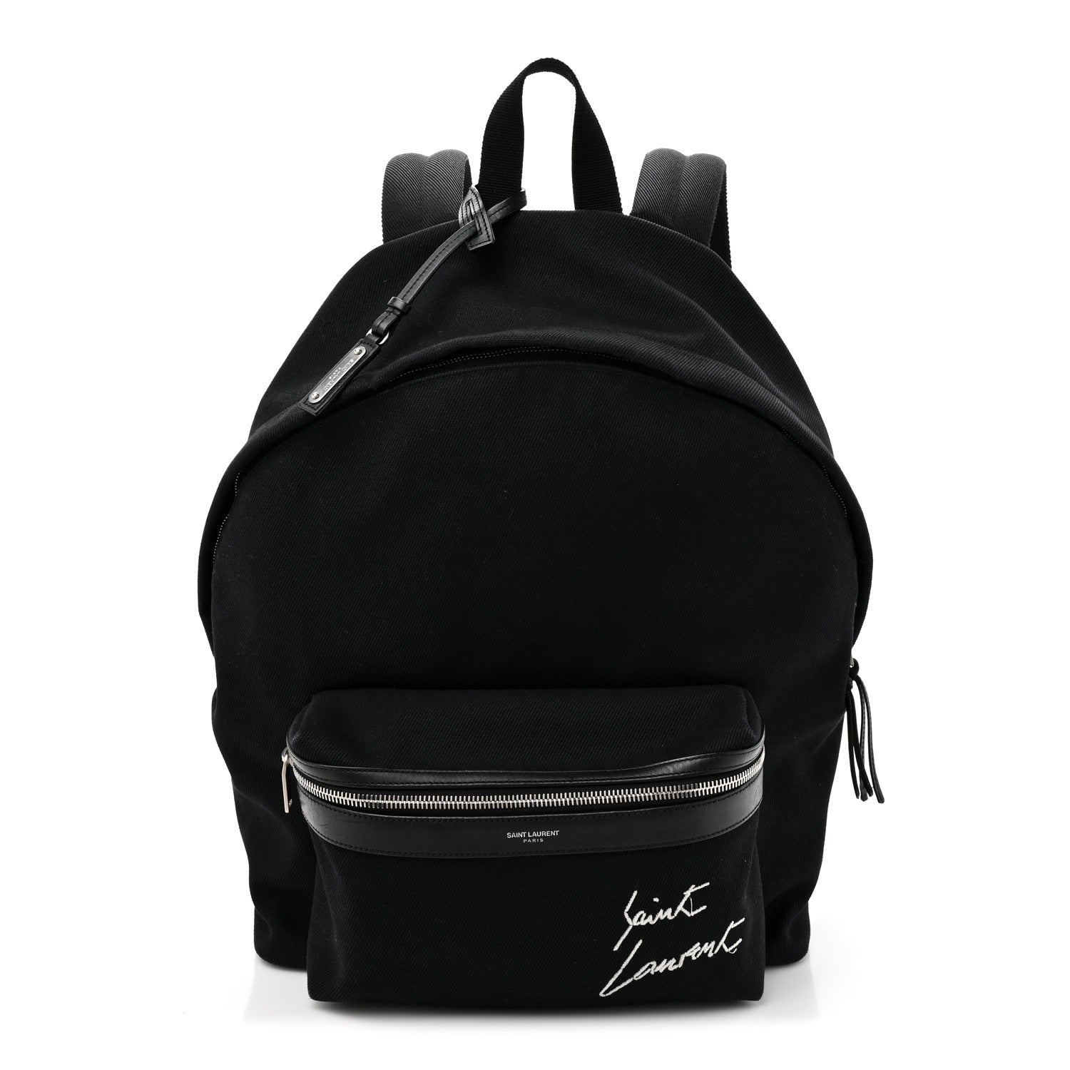 Saint Laurent Canvas Signature Embroidered City Backpack Black 1 of 12