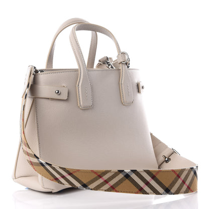Burberry Derby Calfskin House Check Small Banner Tote Limestone 2 of 8