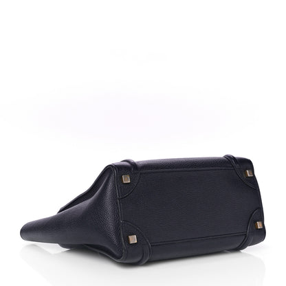 Celine Drummed Calfskin Micro Luggage Midnight 3 of 15