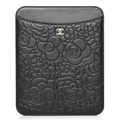 Chanel Lambskin Camellia Embossed iPad Case Black 1 of 9