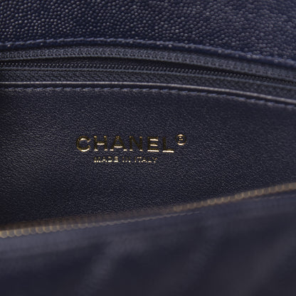 Chanel Caviar Chevron Quilted Small Coco Handle Flap Navy 7 of 11