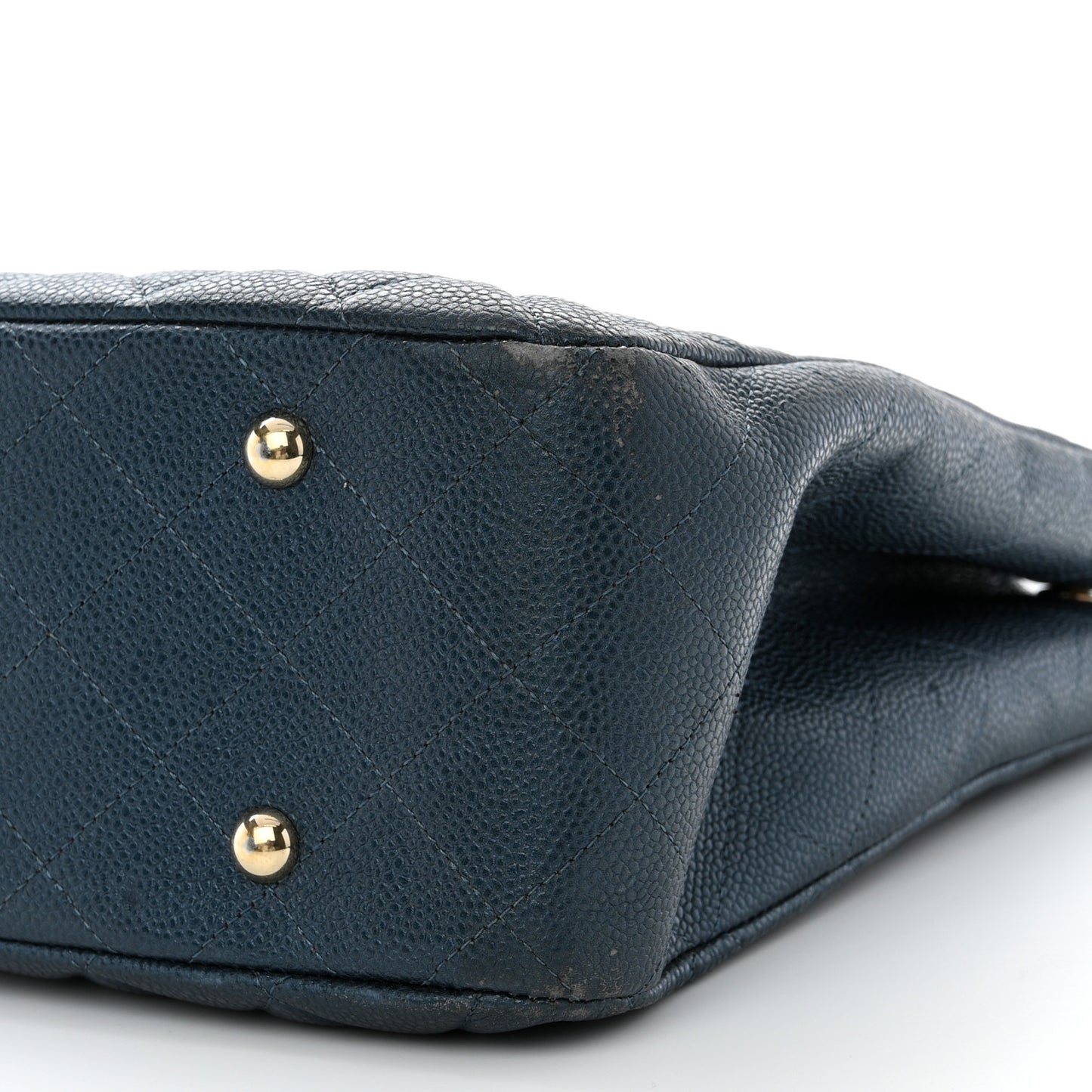 Caviar Quilted Large CC Shopping Tote Navy