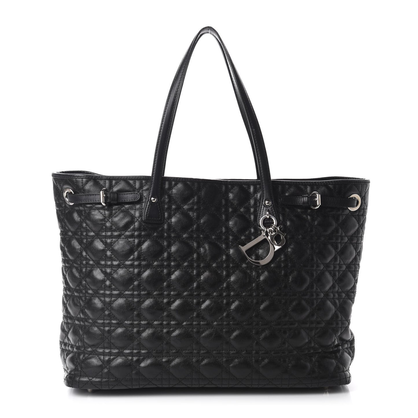 Coated Canvas Cannage Large Panarea Tote Black