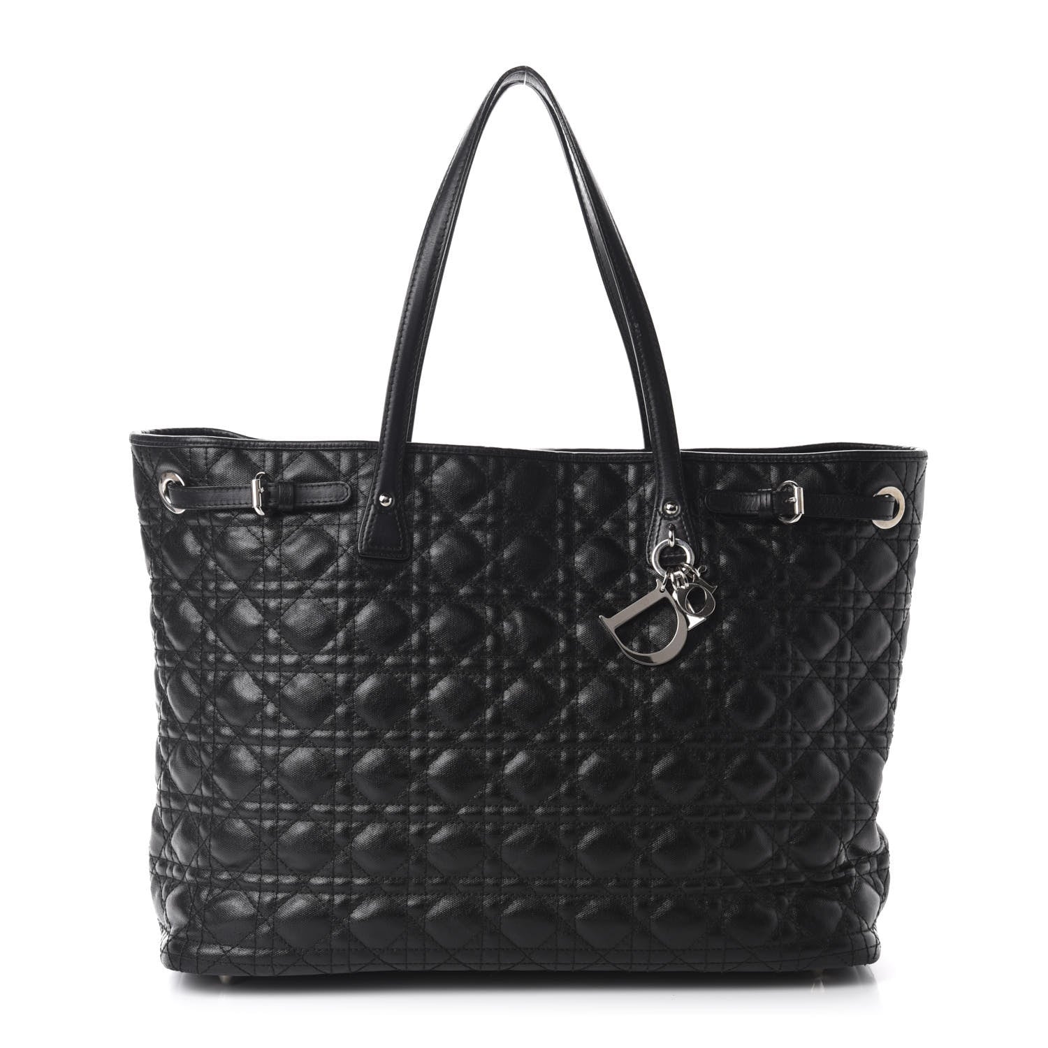 Christian Dior Coated Canvas Cannage Large Panarea Tote Black 1 of 11