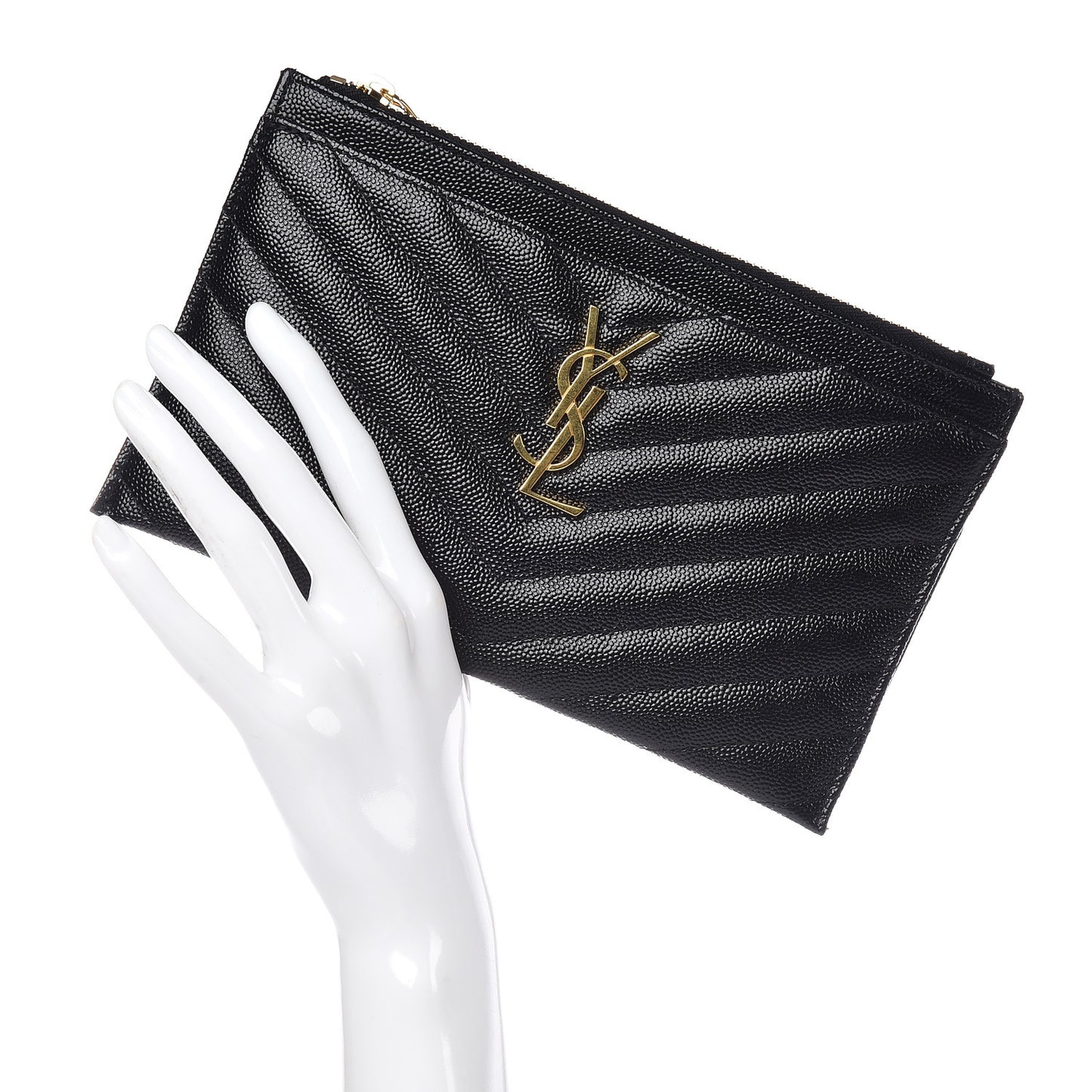 Grain De Poudre Chevron Monogram Bill Pouch Black