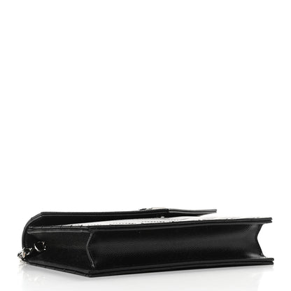 Saint Laurent Grain De Poudre Matelasse Chevron Monogram Envelope Chain Wallet Black 3 of 4