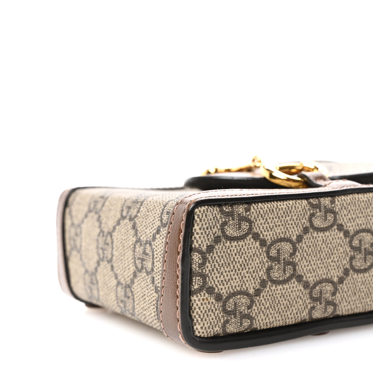 Gucci GG Supreme Monogram Mini Horsebit 1955 Crossbody Bag Beige Brown Sugar 9 of 10