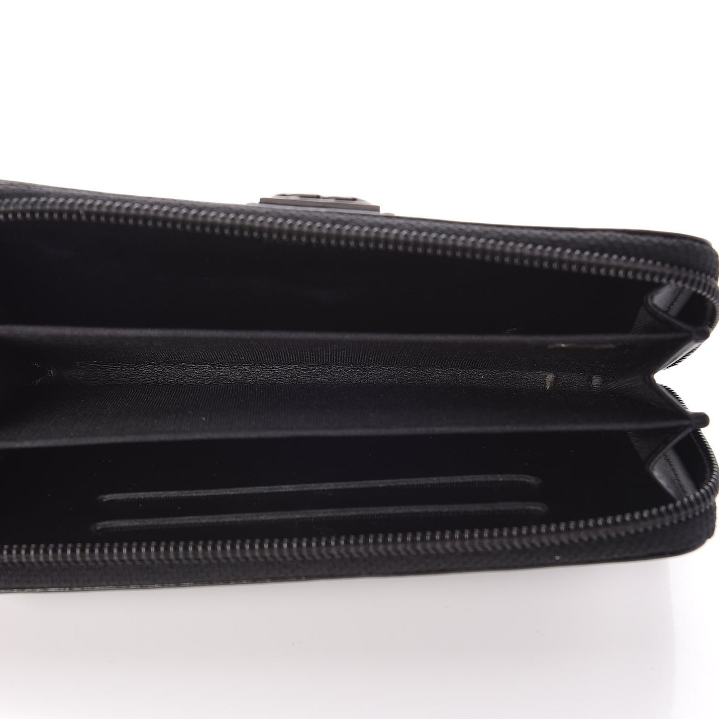 Distressed Patent Quilted Small Boy Zip Around Wallet Black