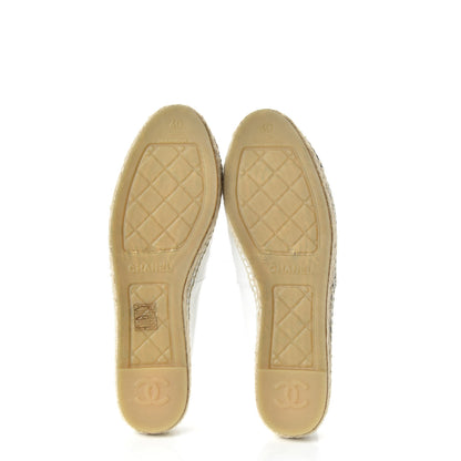 Chanel Patent Calfskin Crystal CC Espadrilles 40 White Black 7 of 10
