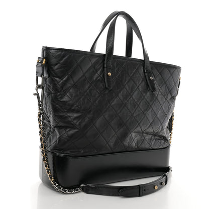 Chanel Aged Calfskin Quilted Large Gabrielle Shopping Tote Black 3 of 12