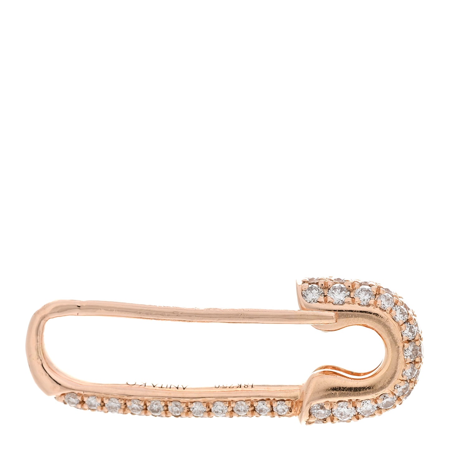 18K Rose Gold Diamond Mini Safety Pin Earring