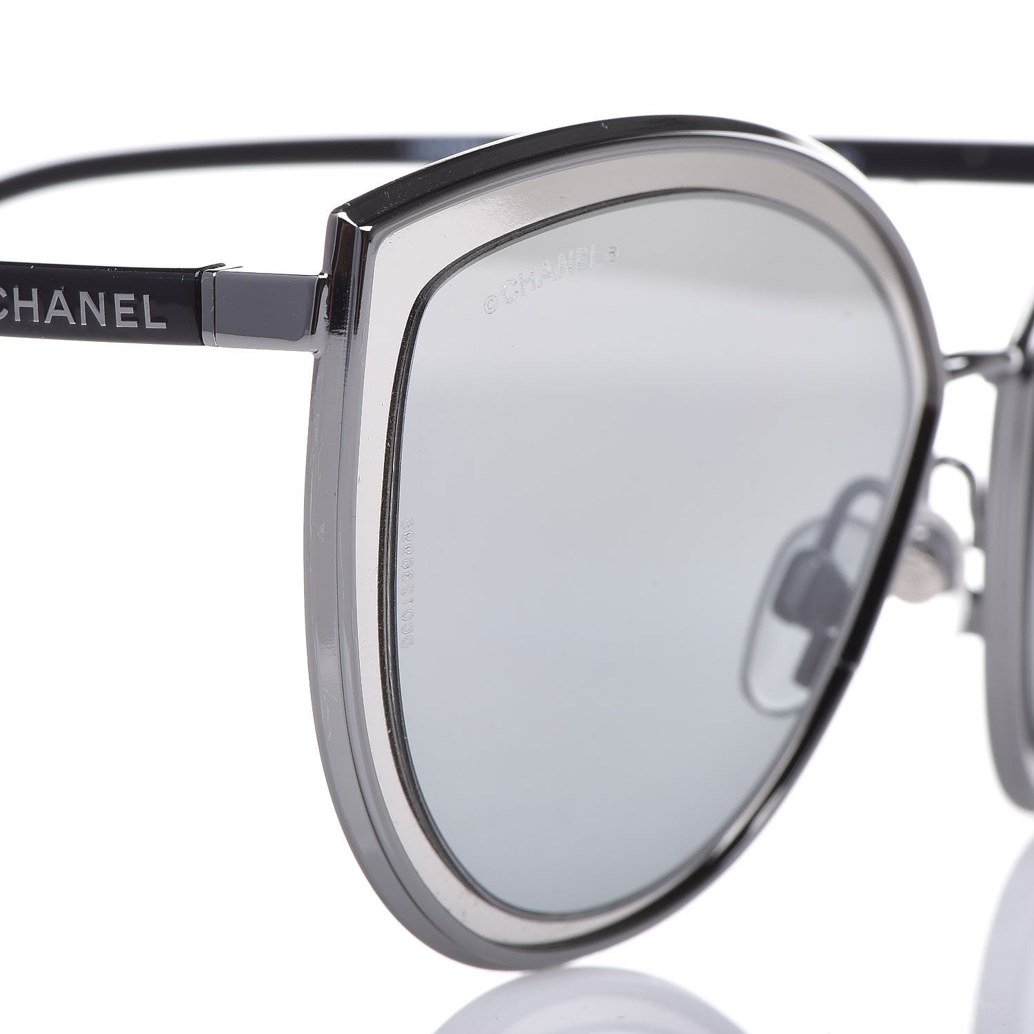 Chanel Metal Cat Eye Sunglasses 4222 Silver Black 7 of 10