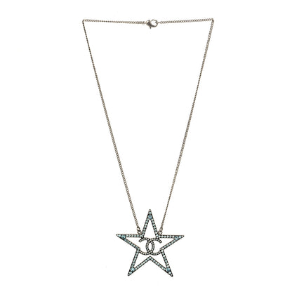 Chanel Crystal CC Star Necklace Silver Blue 3 of 4