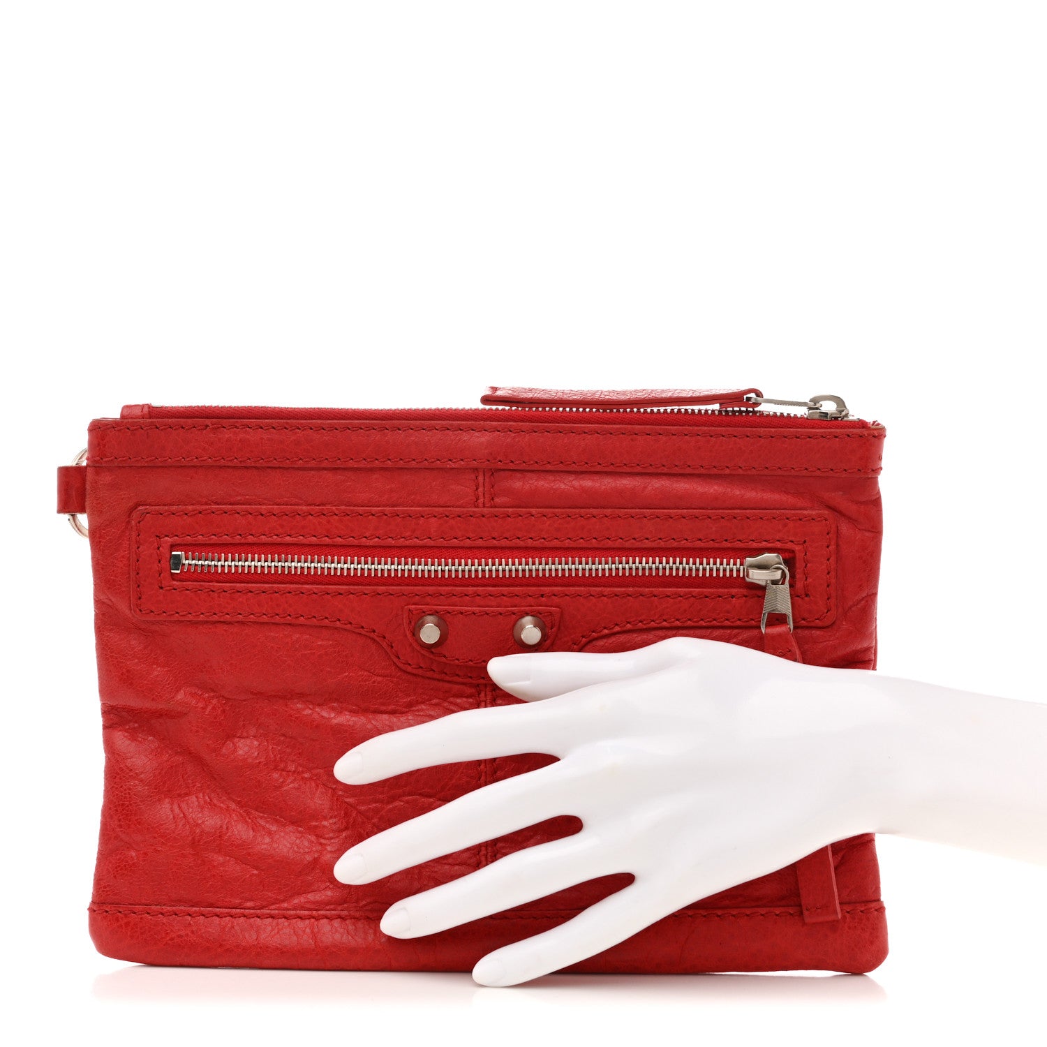 Balenciaga Agneau Arena Classic Hardware Small Clip Rouge Coquelicot 2 of 12