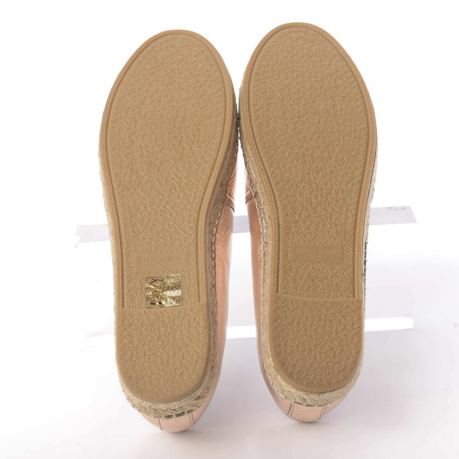 Saint Laurent Metallic Lambskin Monogram Espadrilles 39.5 Blush 6 of 11
