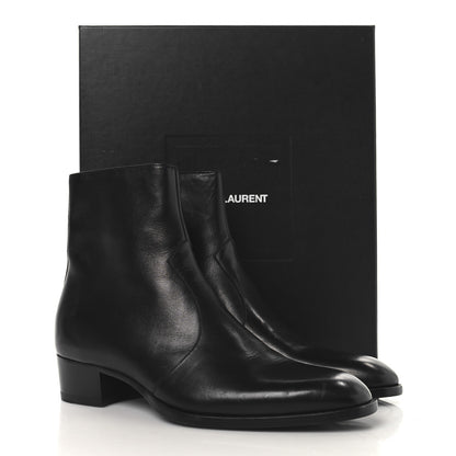 Saint Laurent Calfskin Mens Wyatt 40 Zip Boots 42 Black 10 of 10