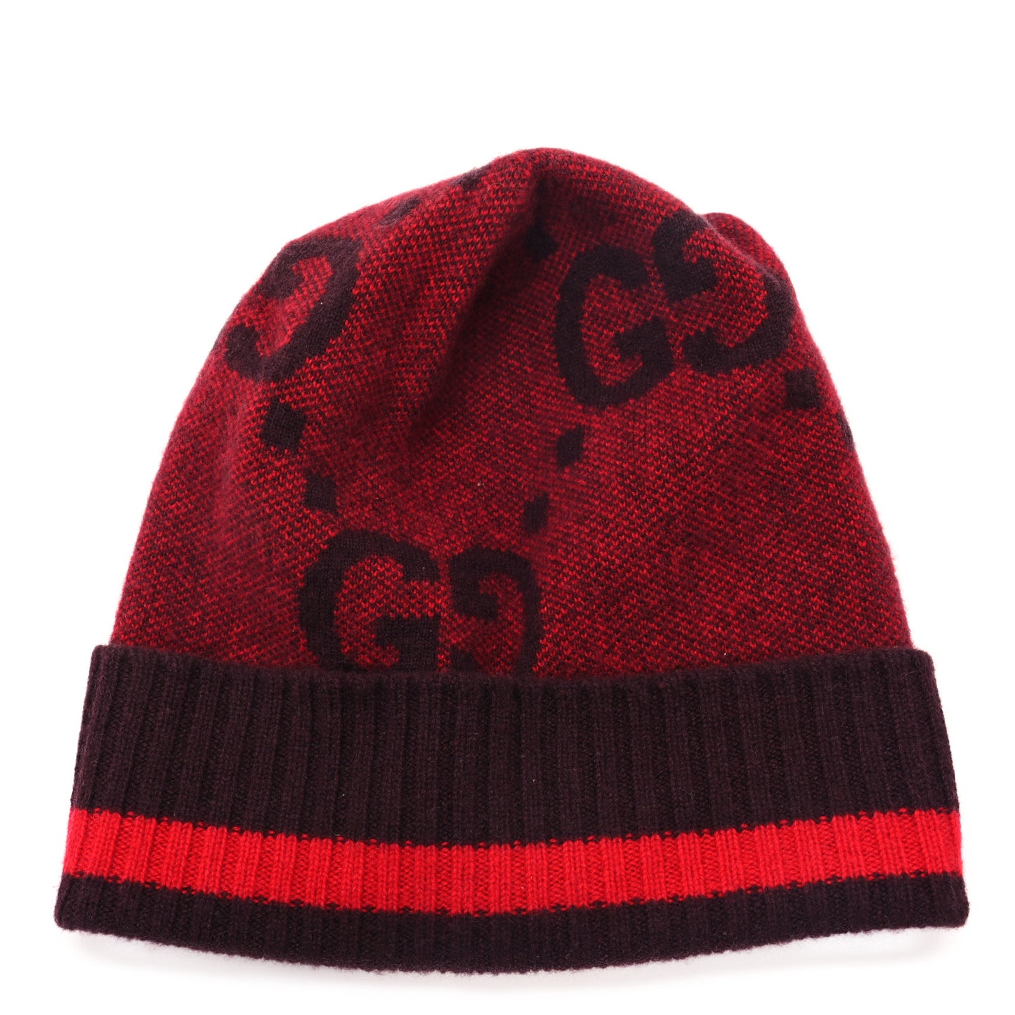 Cashmere Jacquard Monogram Jumbo GG Canvy Hat Beanie Hat M Red