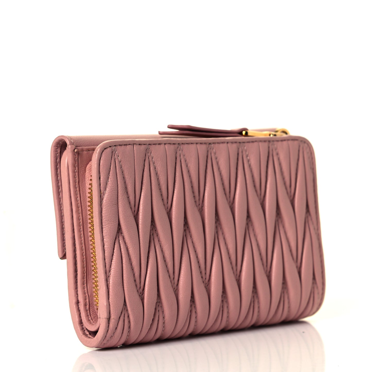 Nappa Matelasse Flap Tri-Fold Wallet Orchidea