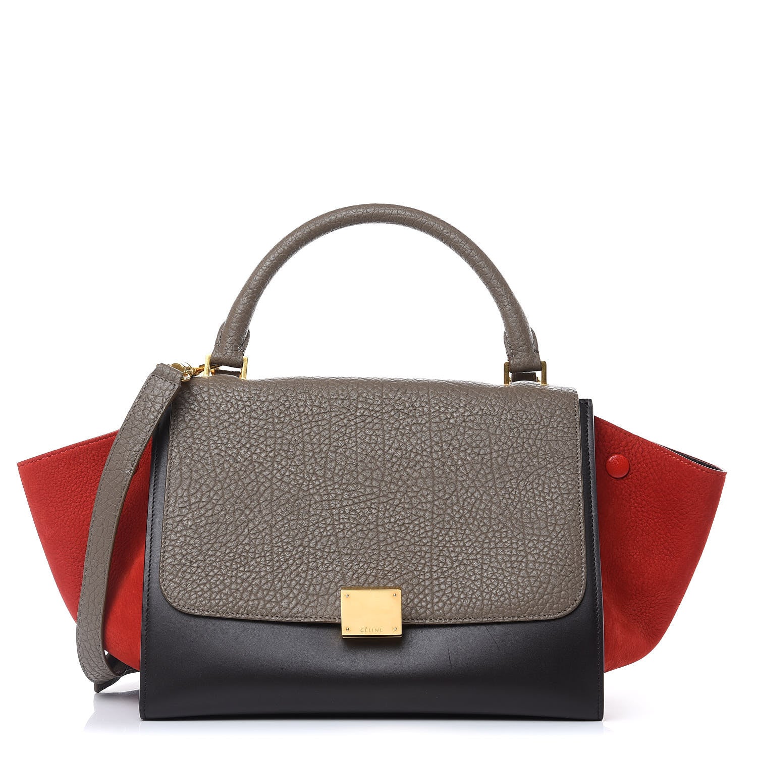 Celine Bullhide Calfskin Nubuck Small Tri-Color Trapeze 1 of 15