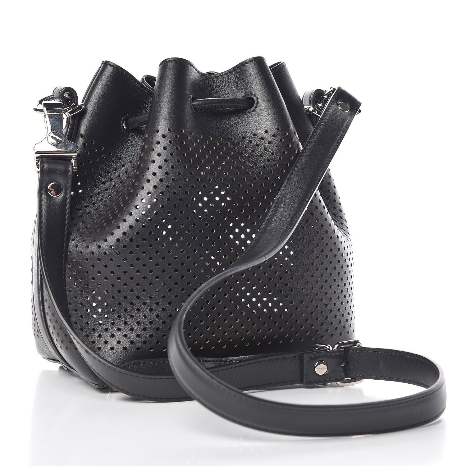 Proenza Schouler Calfskin Perforated Small Bucket Bag Black 4 of 13