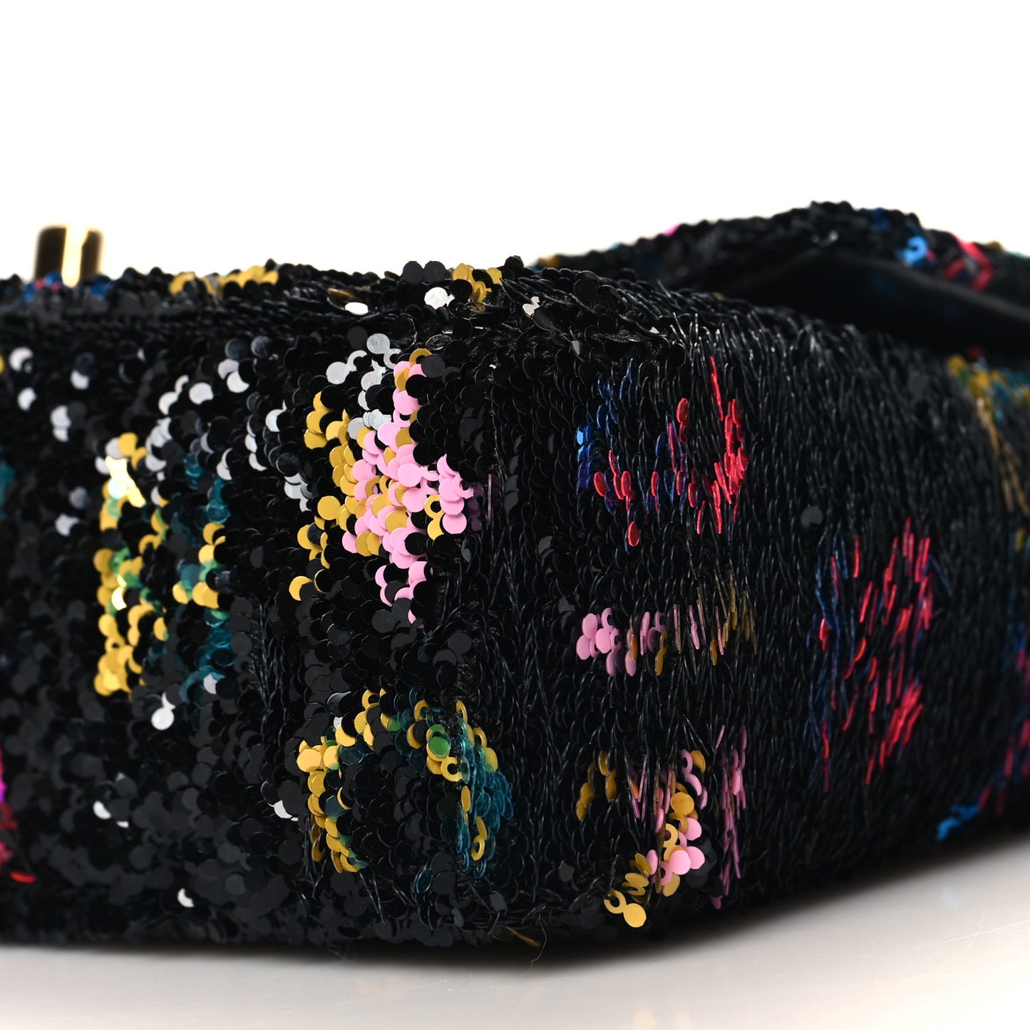 Sequin Logo CC Small Single Flap Black Multicolor