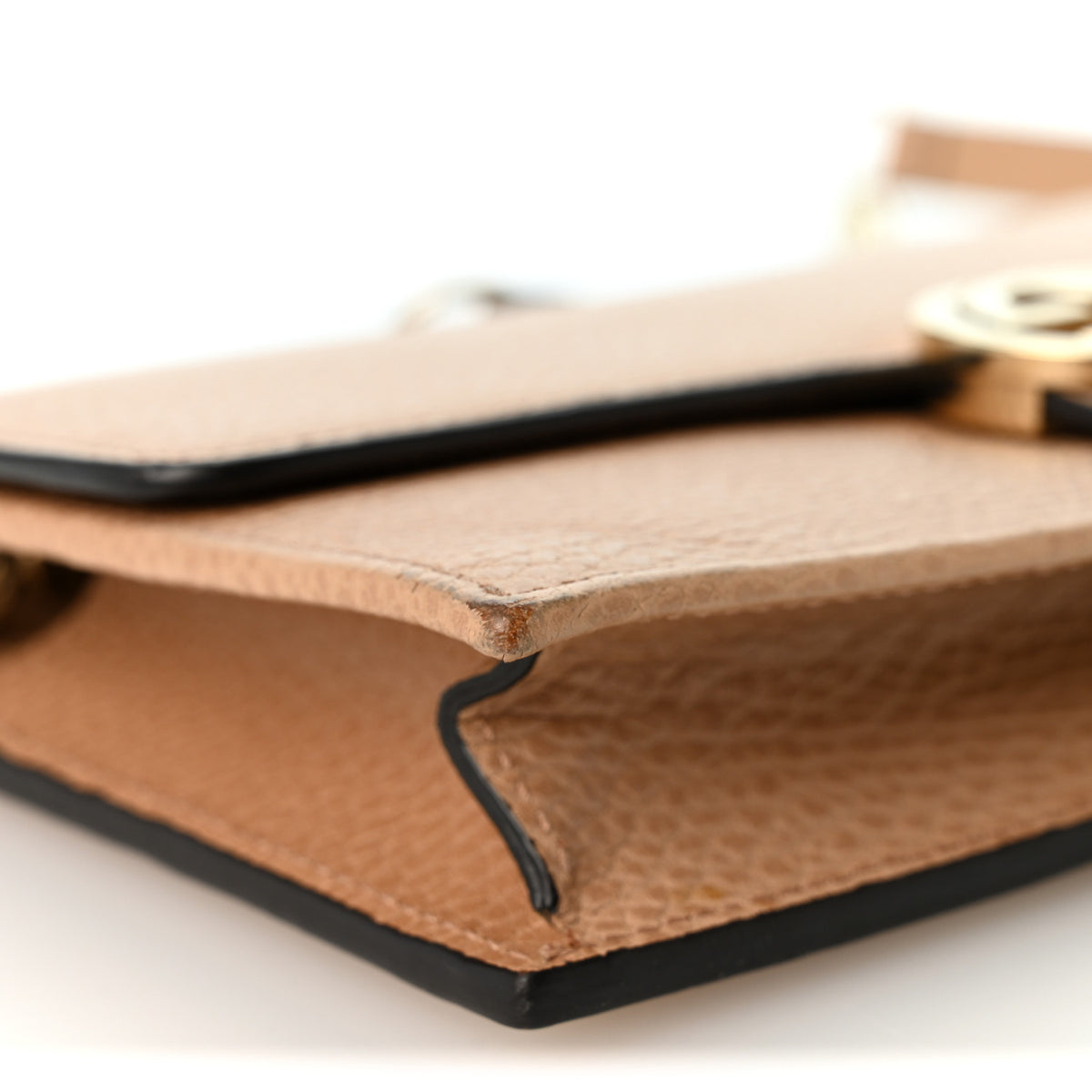 Dollar Calfskin Interlocking G Chain Wallet Camelia