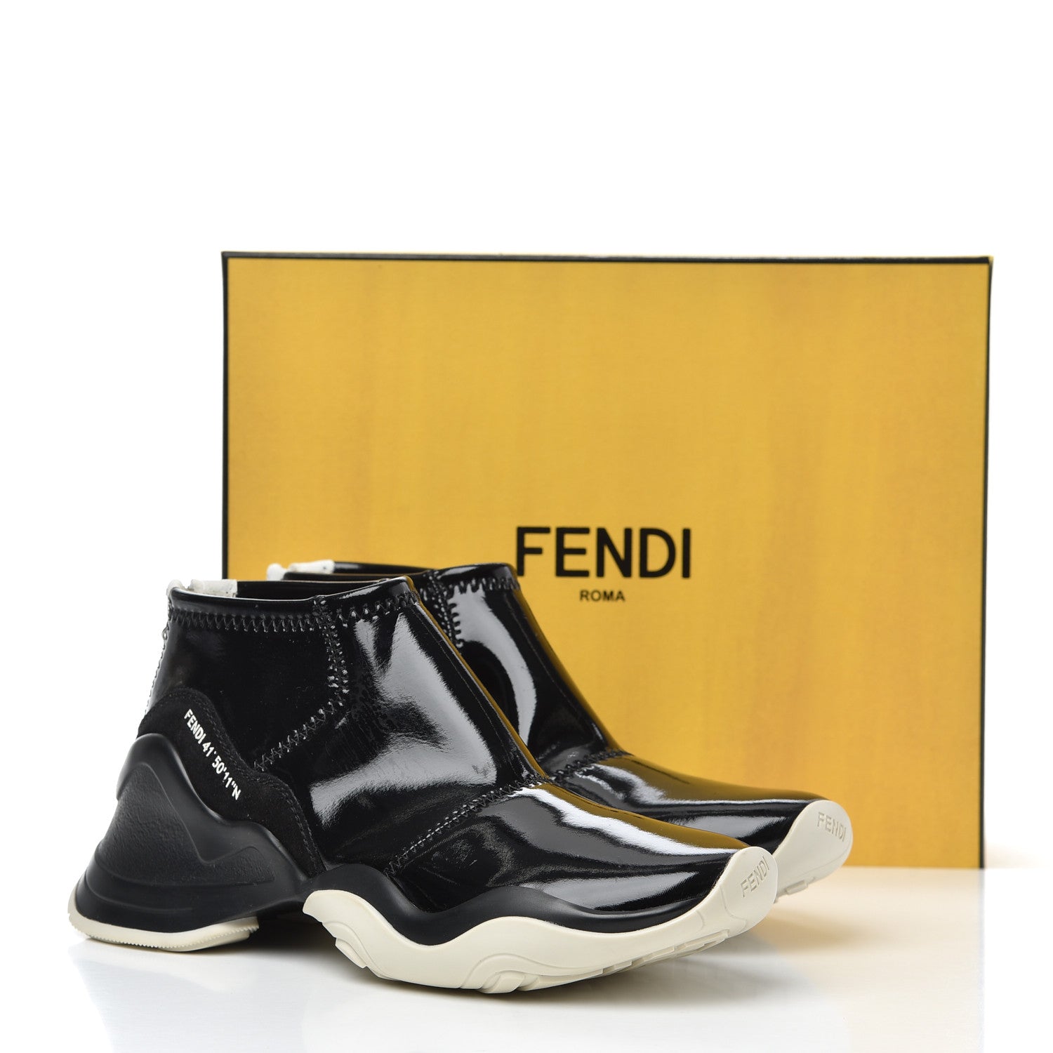 Fendi Vernice High-Tech Womens FFluid Zip Up Sneakers 37.5 Black White 14 of 14