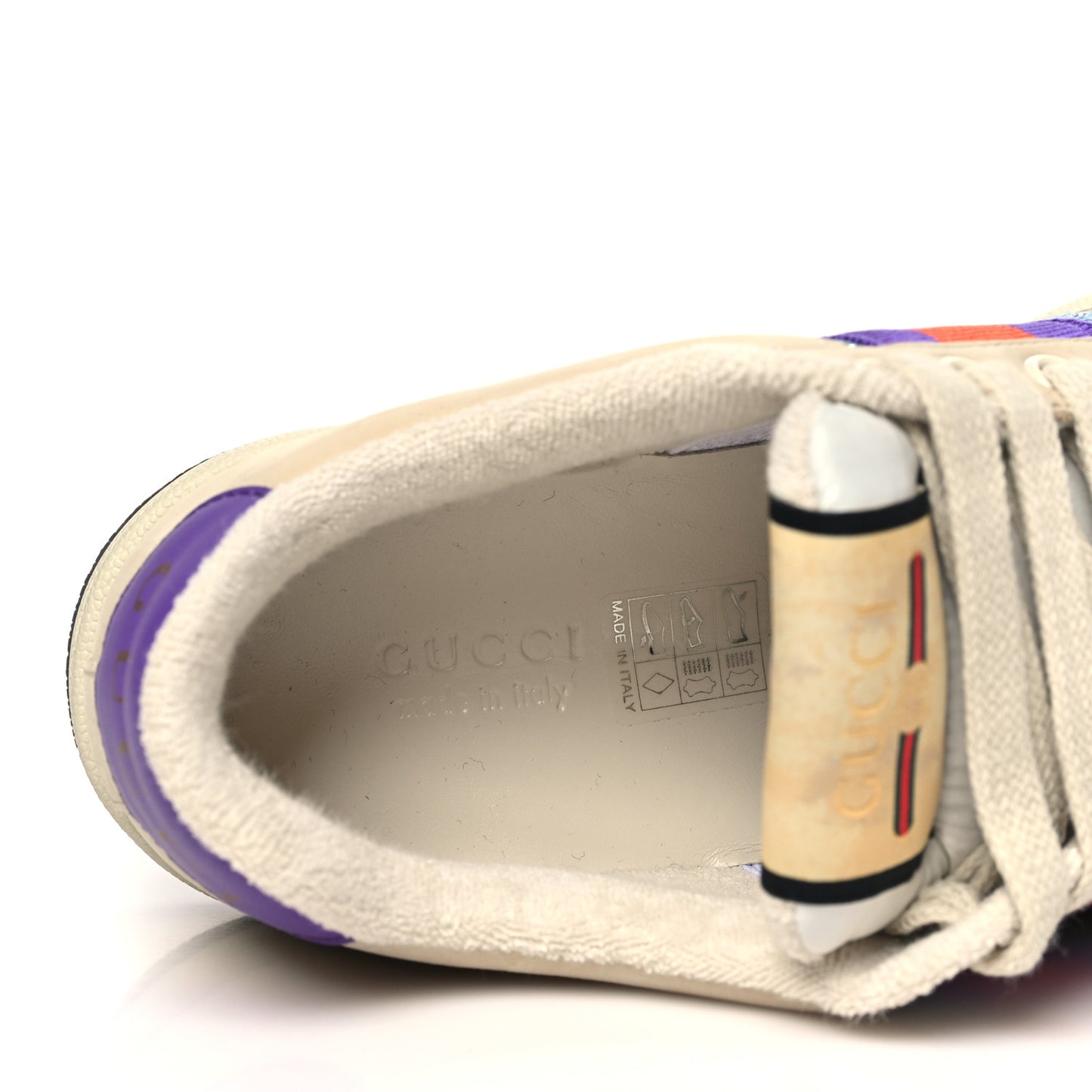Calfskin Lame GG Monogram Web Womens Screener Sneakers 35.5 Blue Silver Dusty Milk Shine Purple