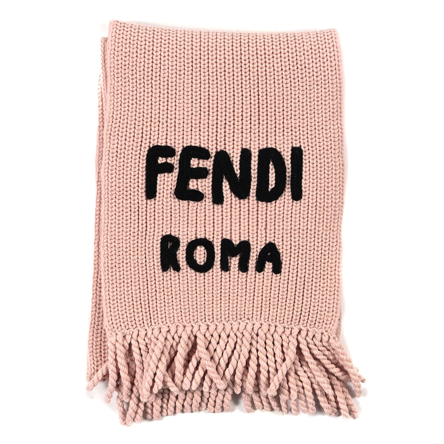 Fendi Wool Logo Fringe Scarf Rosa Snake 2 of 3