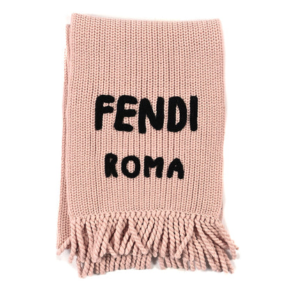 Fendi Wool Logo Fringe Scarf Rosa Snake 2 of 3