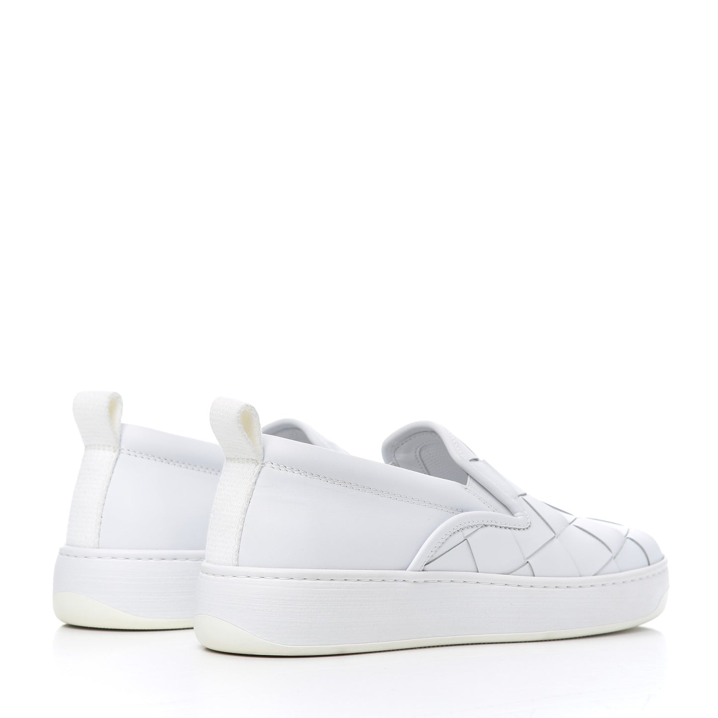 Nappa Intrecciato Slip On Sneakers 39 White