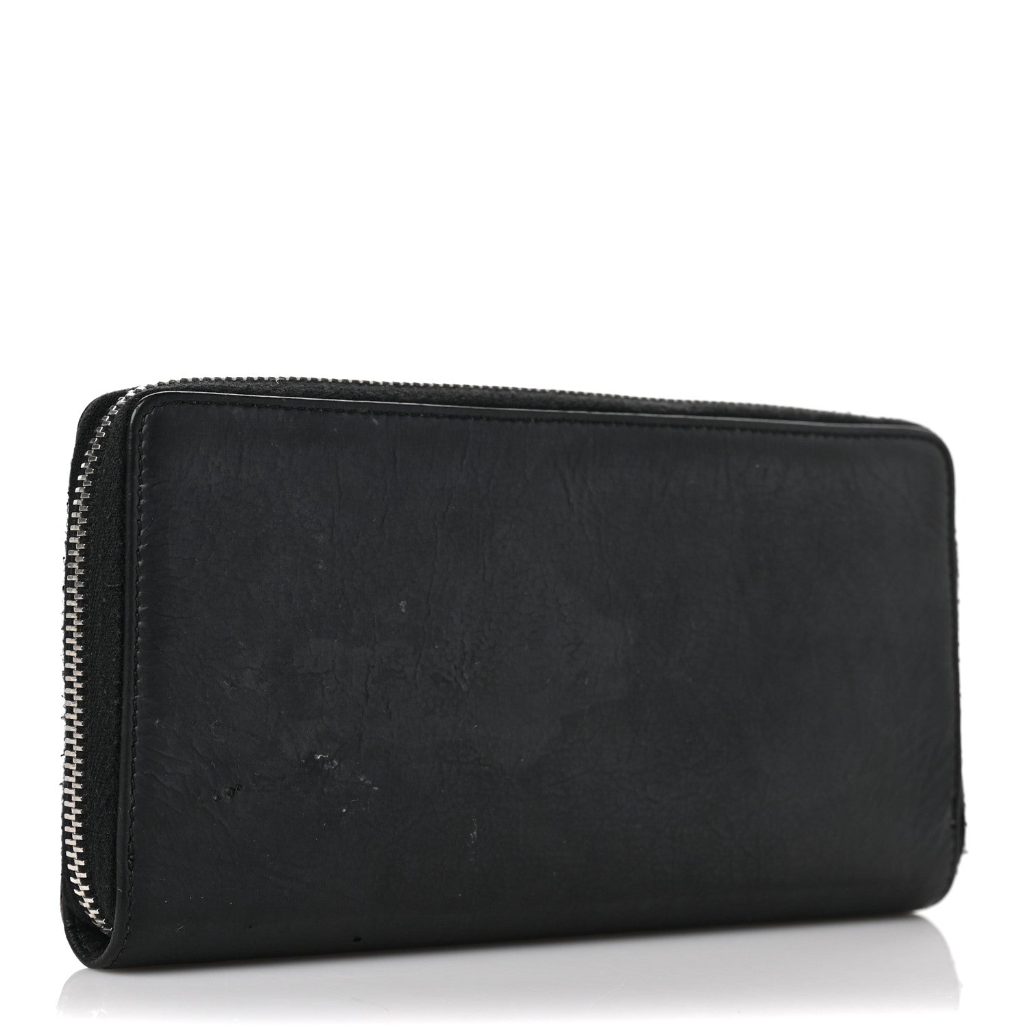 Balenciaga Matte Goatskin Rubber Covered Classic Hardware Continental Zip Around Wallet Black 3 of 10