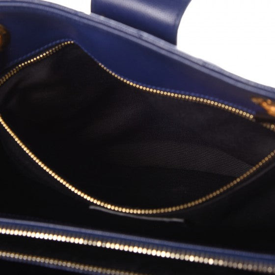 Saint Laurent Grain De Poudre Matelasse Chevron Monogram Shopping Bag Deep Marine 10 of 16