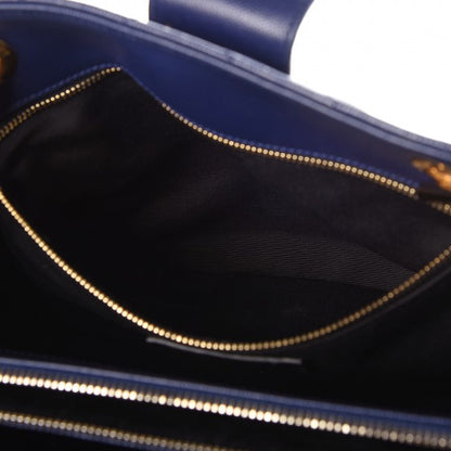 Saint Laurent Grain De Poudre Matelasse Chevron Monogram Shopping Bag Deep Marine 10 of 16