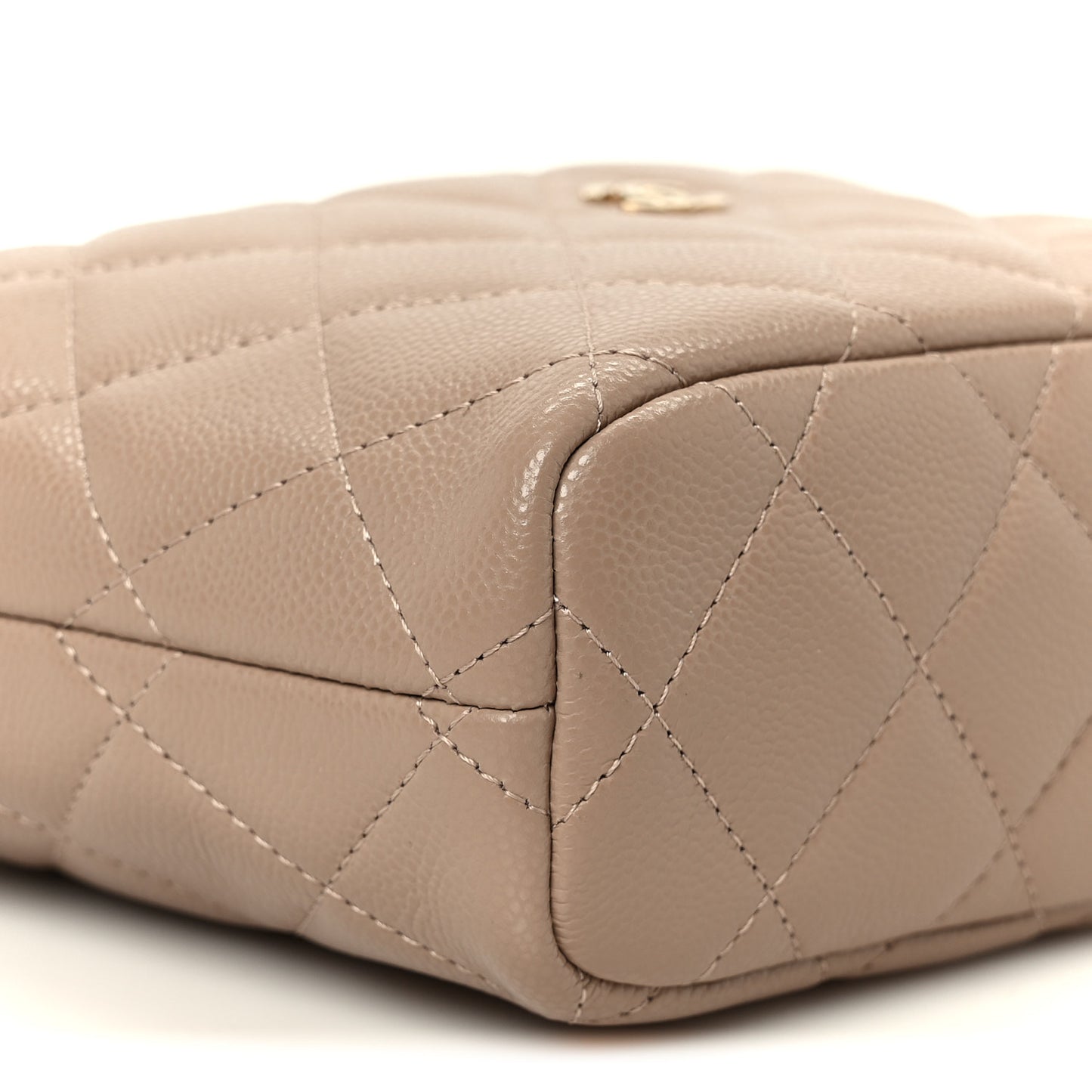 Caviar Quilted Hobo Clutch With Chain Dark Beige