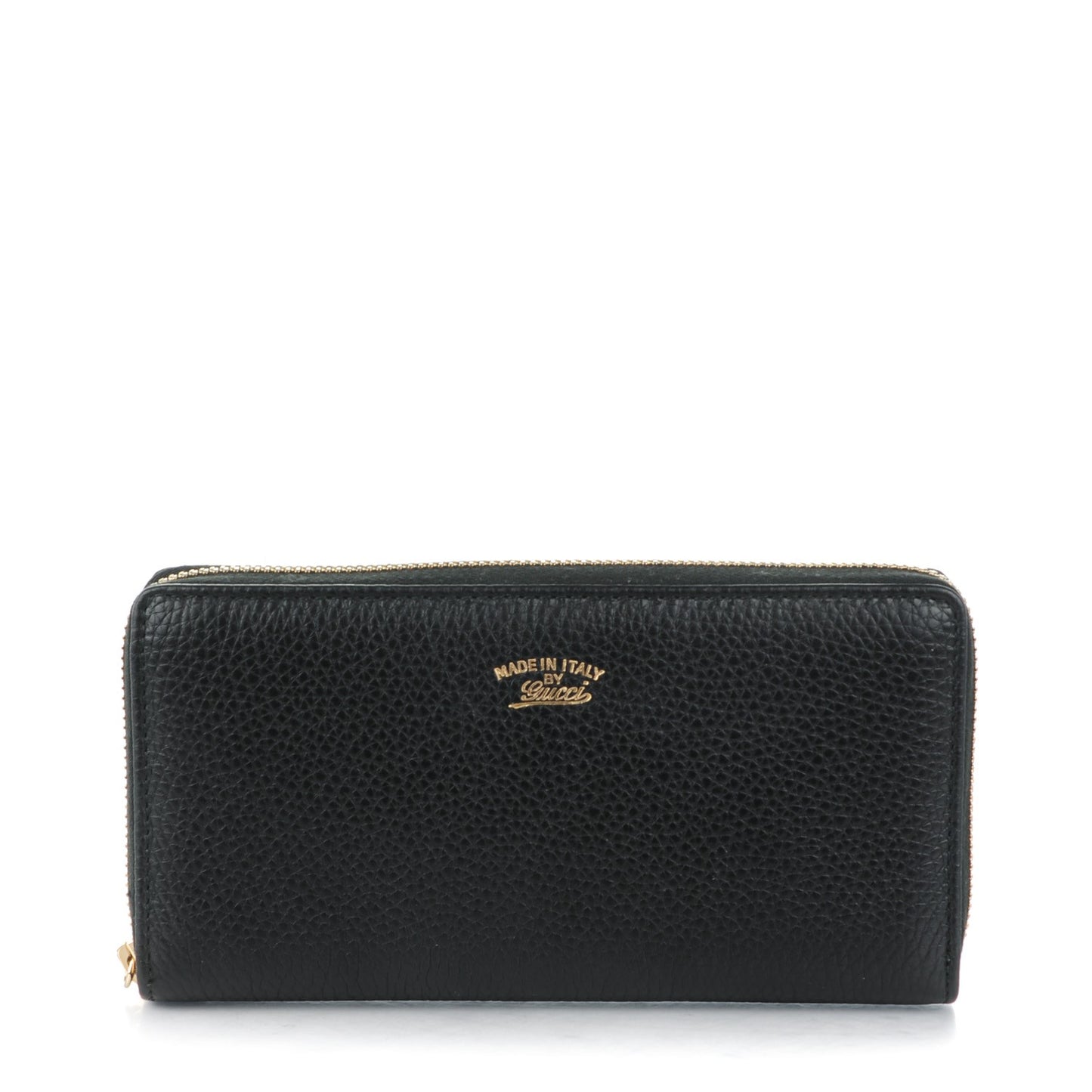 Pebbled Calfskin Bamboo Tassel Zip Around Wallet Black