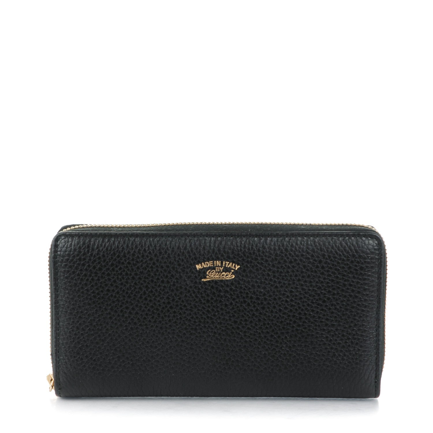 Gucci Pebbled Calfskin Bamboo Tassel Zip Around Wallet Black 1 of 7